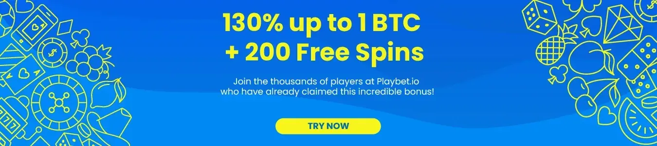 Playbet casino 130% up to 1 bitcoin + 200 free spins